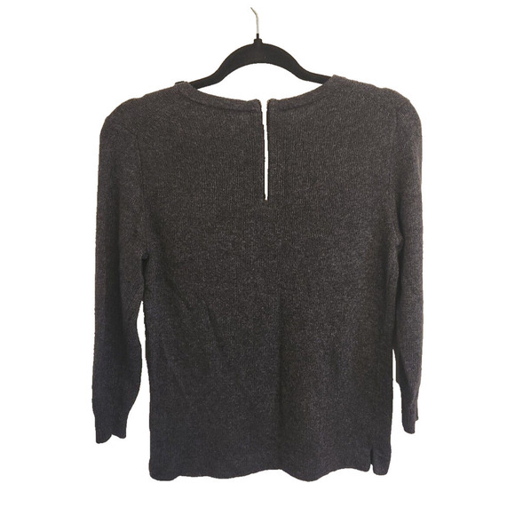 J Crew Womens Sweater Gray‎ Wool Blend Blue Jeweled Neckline Top Extra Small - Picture 4 of 11
